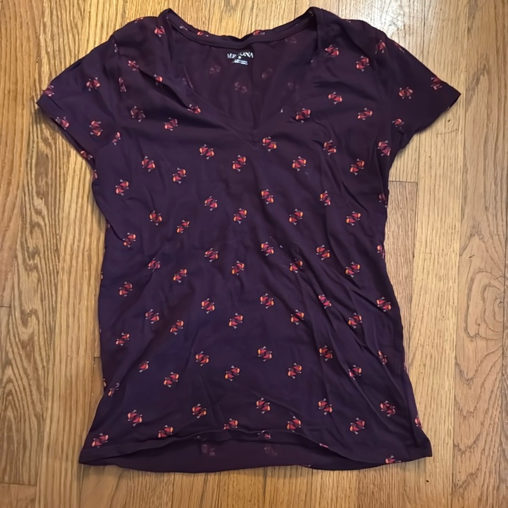 Burgundy bird print top